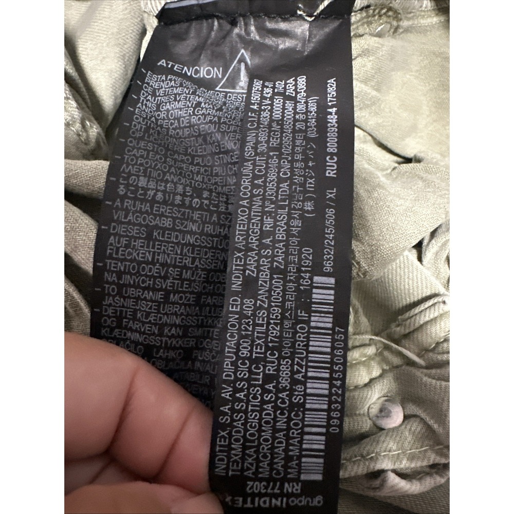 Zara Women's Denim‎ Joggers Pants Size XL Light Olive Green Pull On With Zipper - Picture 15 of 15